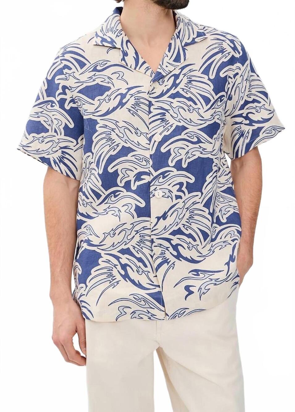 NEW OAS rouge cuba shirt in blue